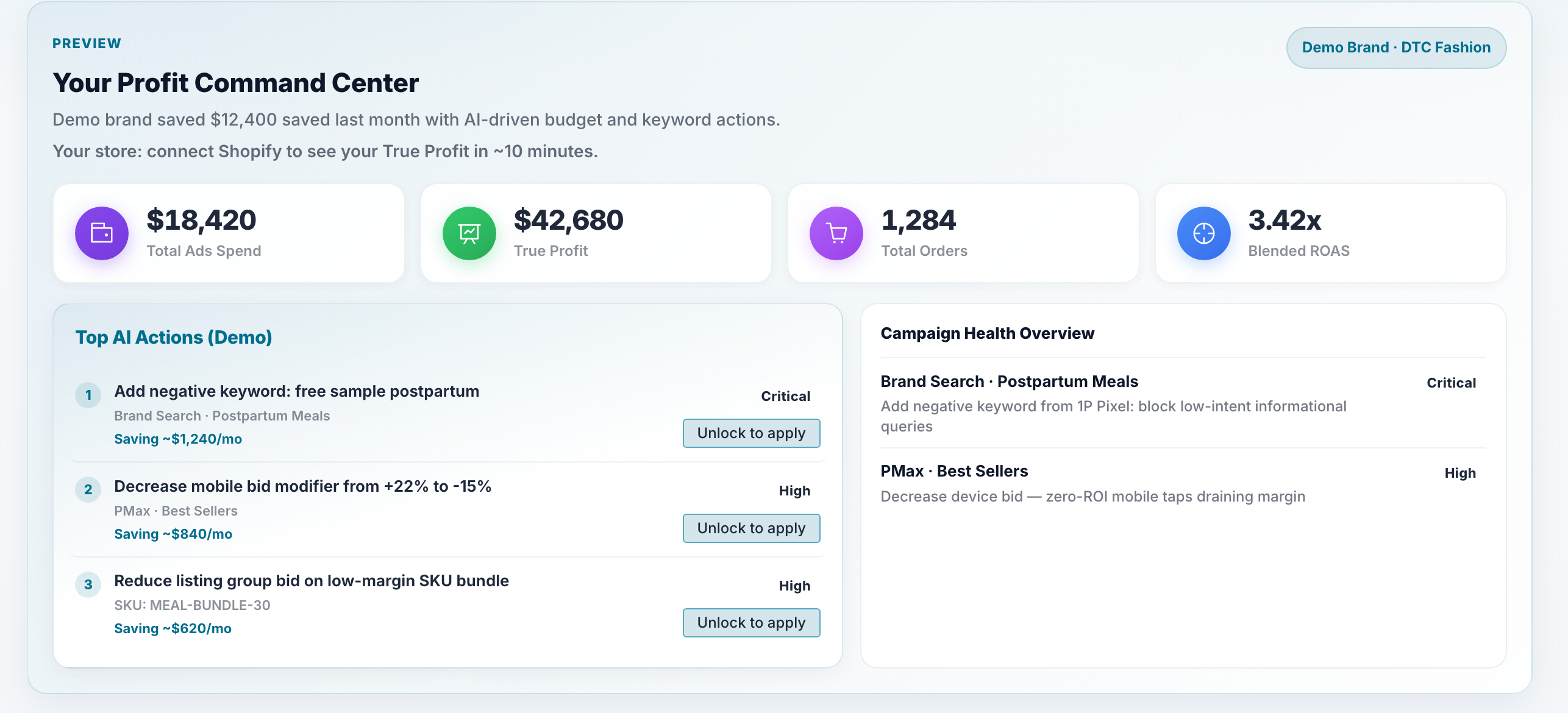 DeepChatBI Profit World Model dashboard preview